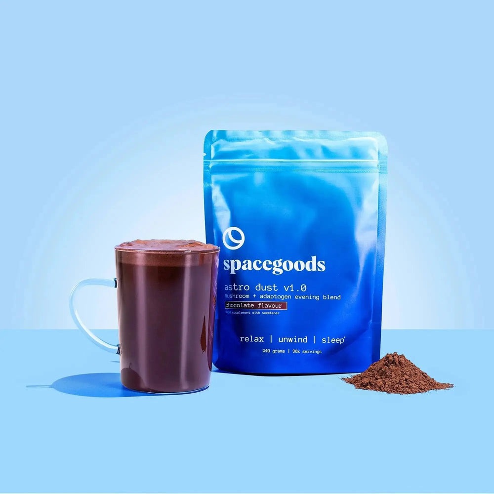 Mushroom and adaptogen powder blend in a mug (placeholder image)