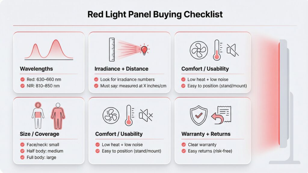 What should you look for in a red light therapy panel