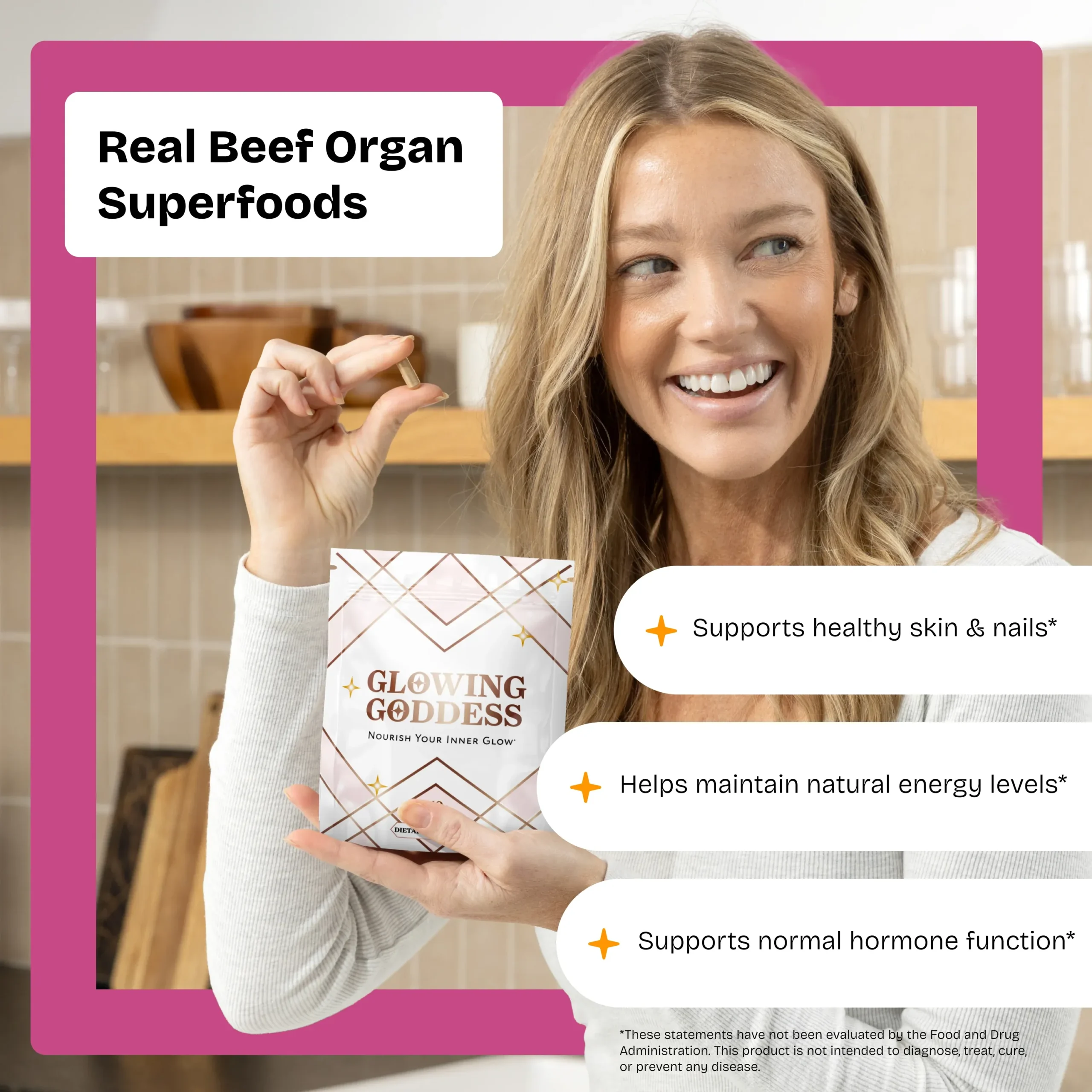 Glowing Goddess supplements review beef organ capsules and creatine gummies