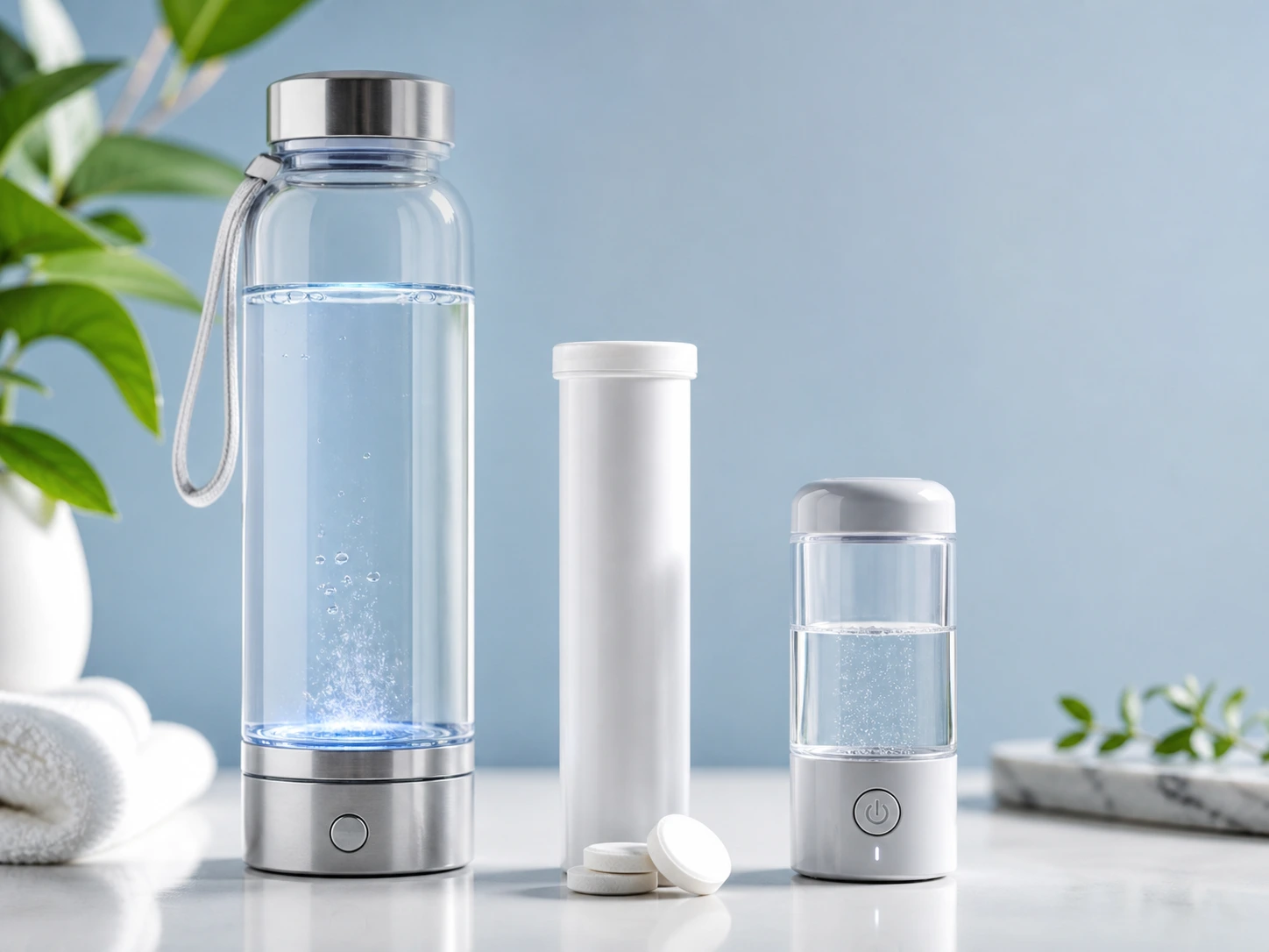 Serene spa-inspired health gadgets still life