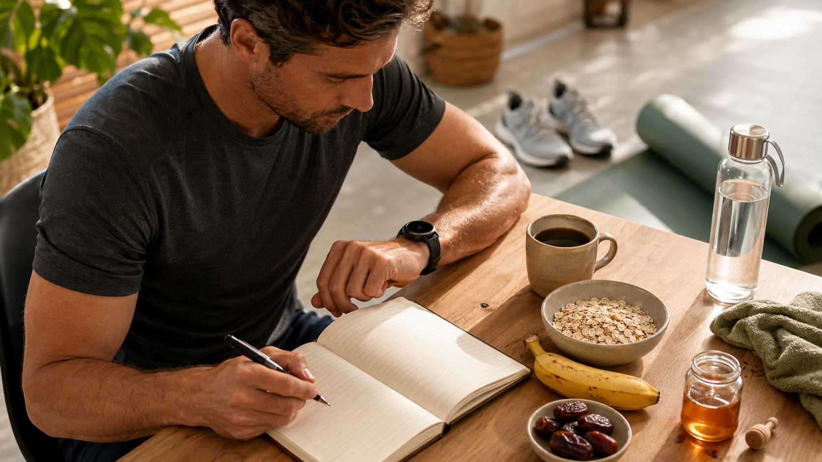 Step by step visual for building a natural pre-workout routine before training