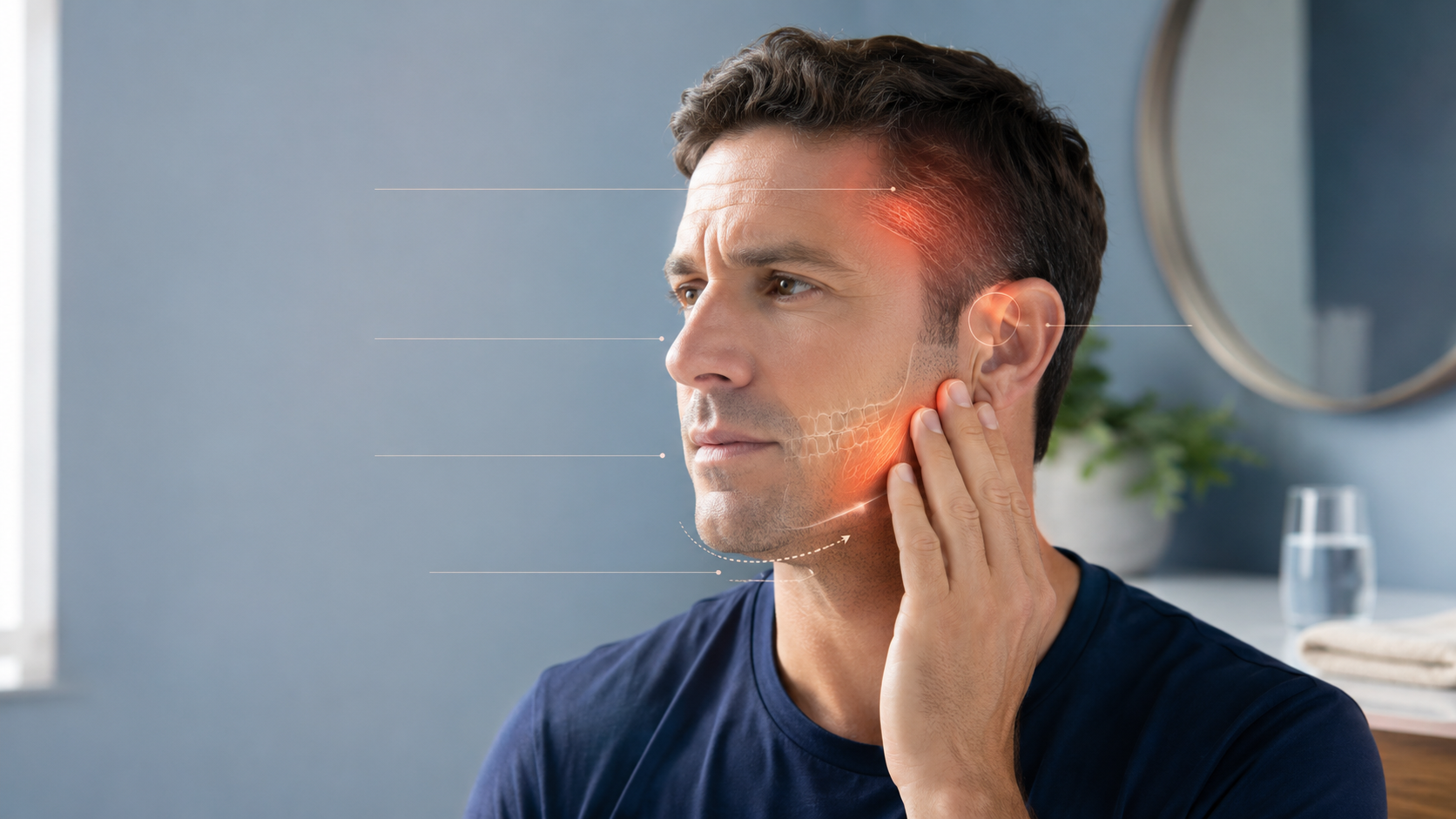 Signs of jaw muscle overuse including tightness pain headaches locking and tooth discomfort