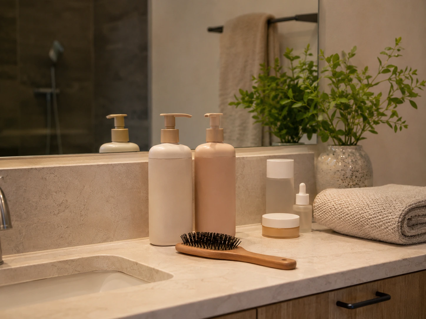 hair products causing acne bathroom routine.